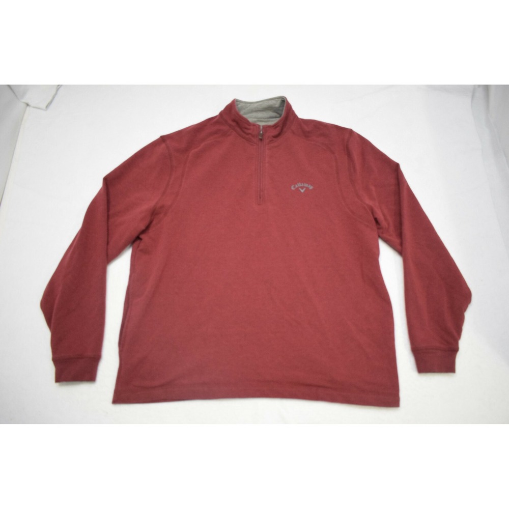 Callaway Golf Jacket Red 1/4 Zip Pullover Cotton Blend With Pockets Mens Medium